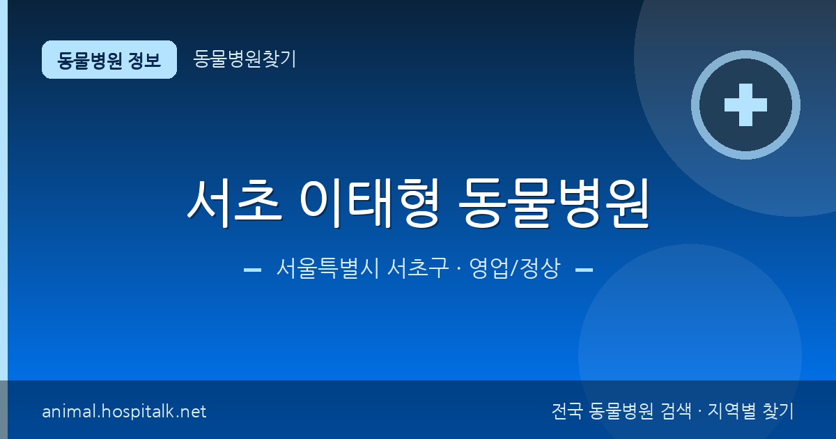 서울특별시 서초구 서초 이태형 동물병원 동물병원 정보